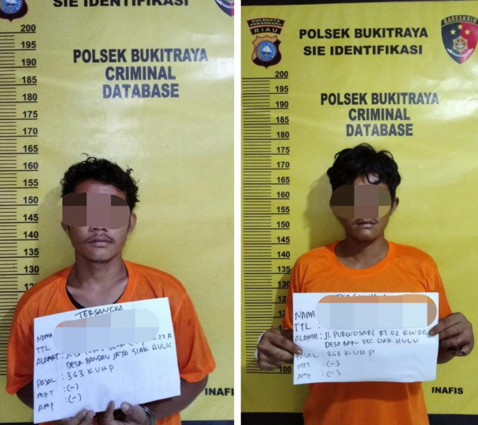 Polsek Bukit Raya Berhasil Menangkap Dua Pelaku Curat di Gudang Toko Bangunan Murah Hati