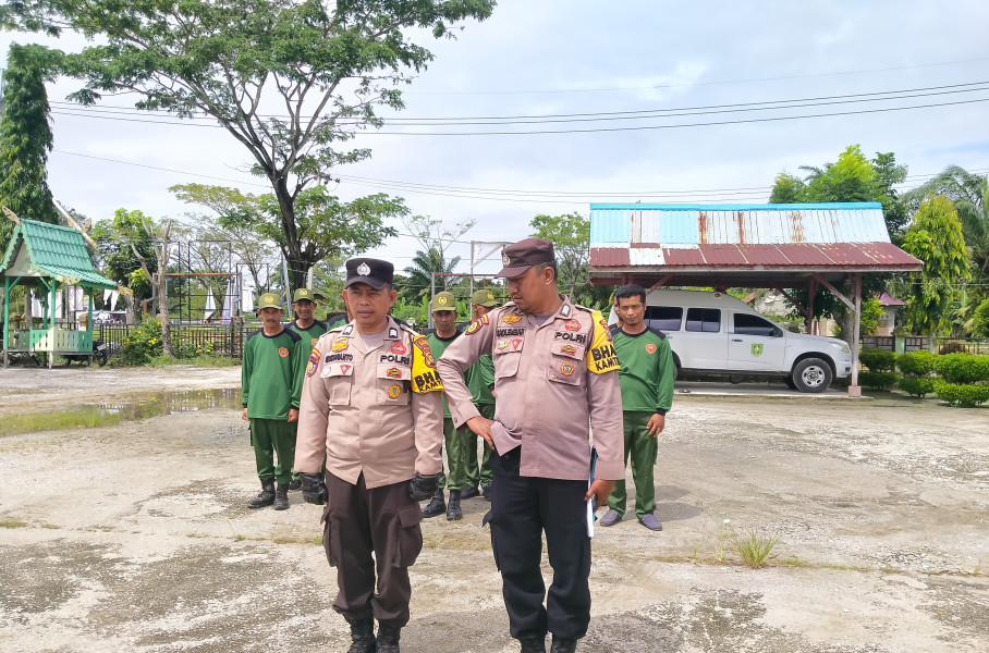 Pemdes Sepahat Kerjasama dengan  Polsek Bukit Batu Adakan Pelatihan Linmas  Persiapan Pemilu 2024