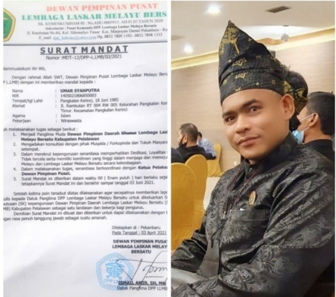 Ketua LLMB Pelalawan Mundur, DPP Tunjuk Umar Babus Datuk Panglima Muda