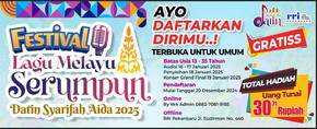 Terbuka Untuk Umum, Yuk Ikuti Festival Lagu Melayu Serumpun Datin Syarifah Aida 2025