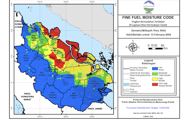 Riau Dominasi 280 Titik Panas di Sumatera, Bengkalis Tertinggi