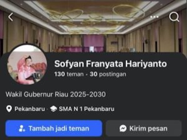 Muncul Akun Facebook Plt Gubri, Pemprov Riau Pastikan Itu Palsu dan Hoaks