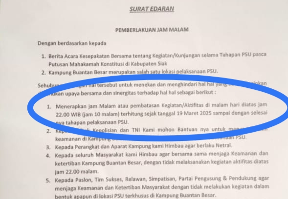 Pendukung 03 Langgar Kesepakatan Bersama, Penghulu Kampung Buantan Besar Berlakukan Jam MalamS