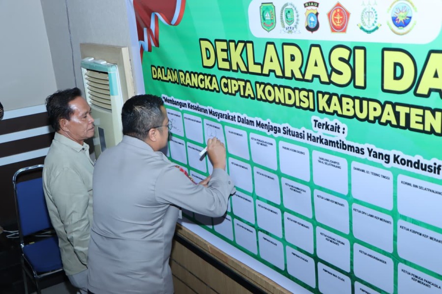 Tolak Anarkisme, Polres Kep Meranti Deklarasi Damai bersama Forkopimda dan Tokoh Masyarakat