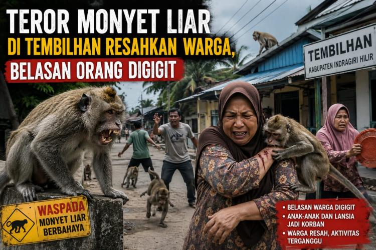 UPDATE Teror Monyet Tembilahan: Korban Bertambah Jadi 10 Orang Dalam 6 Hari
