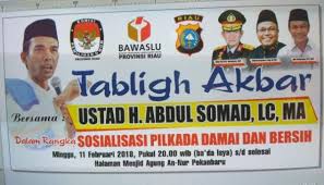 Tablik Akbar Ciptakan Pilkada Damai, Bawaslu, KPU dan Polda Riau Undang UAS