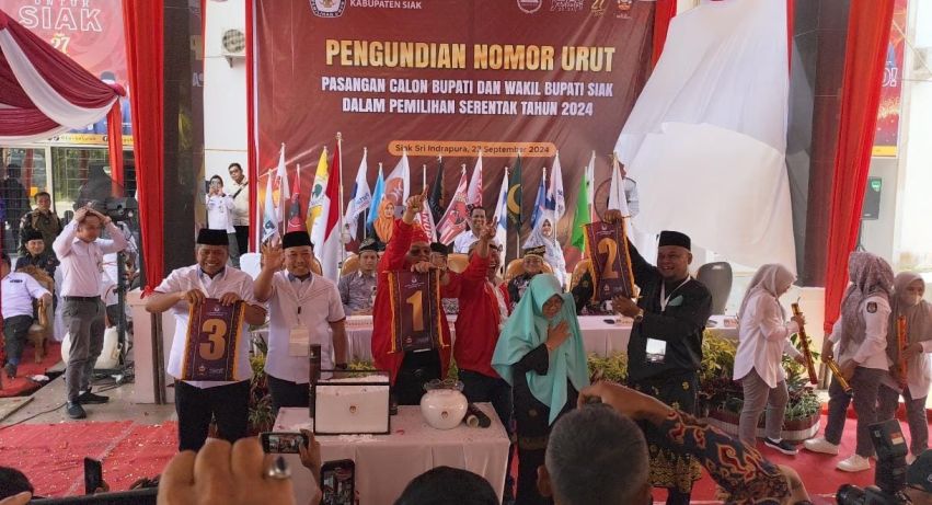 Sudah Diundi, Ini Nomor Urut Tiga Paslon Pilkada Siak
