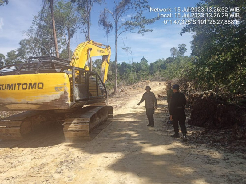 Polhut DLHK Riau Amankan Tiga Operator Alat Berat Perambah Kawasan Hutan di Gunung Sahilan