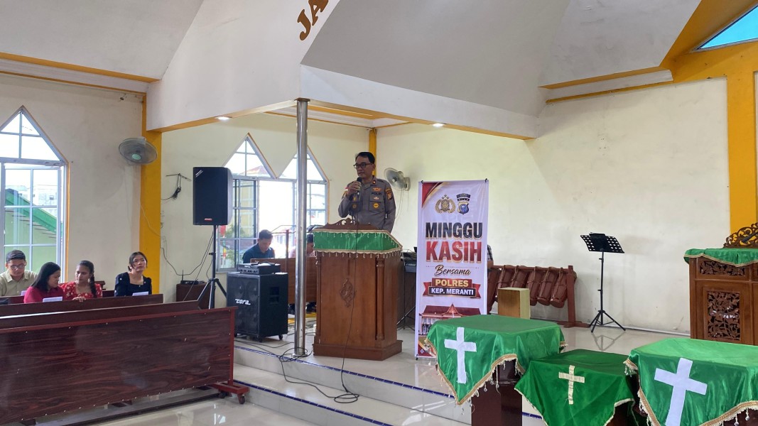 Minggu Kasih Polres Meranti Sasar 8 Gereja, Sampaikan Pesan Kamtibmas, Karhutla dan Pilkades