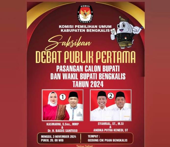 Malam Ini Debat Publik Pertama Paslon Bupati dan Wakil Bupati Bengkalis Digelar