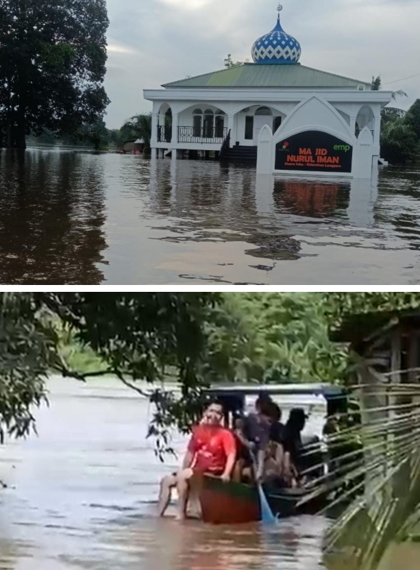 Dihantam Banjir, Akses Jalan Pangkalan Kerinci-Langgam Putus Total