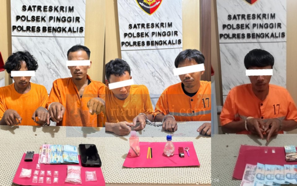 Lima Pengedar dan Penikmat Perusak Saraf di Pinggir Bengkalis Diringkus Polisi