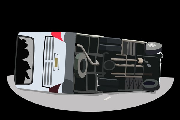 Bus Tabrak Pembatas di Tol Pluit, Sopir Luka-luka