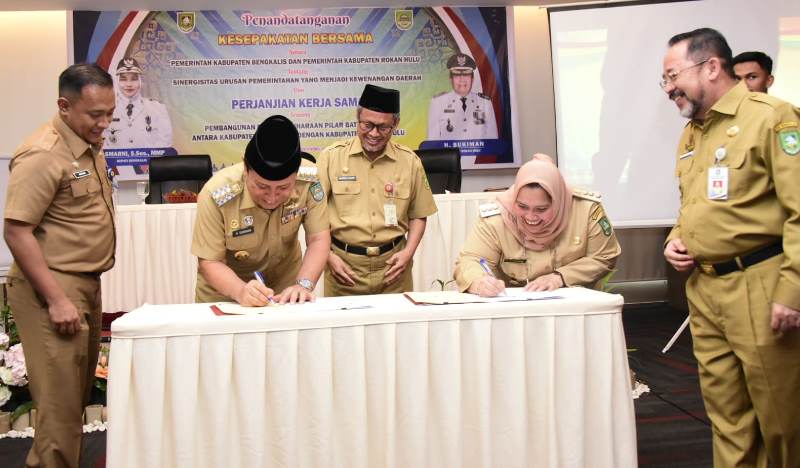 Bengkalis dan Rohul Jalin Kerjasama Pembangunan dan Pemeliharaan Pilar Batas Daerah