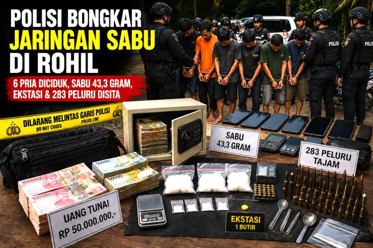 Penggerebekan Kelas Kakap di Rohil: Enam Pengedar Sabu Diringkus