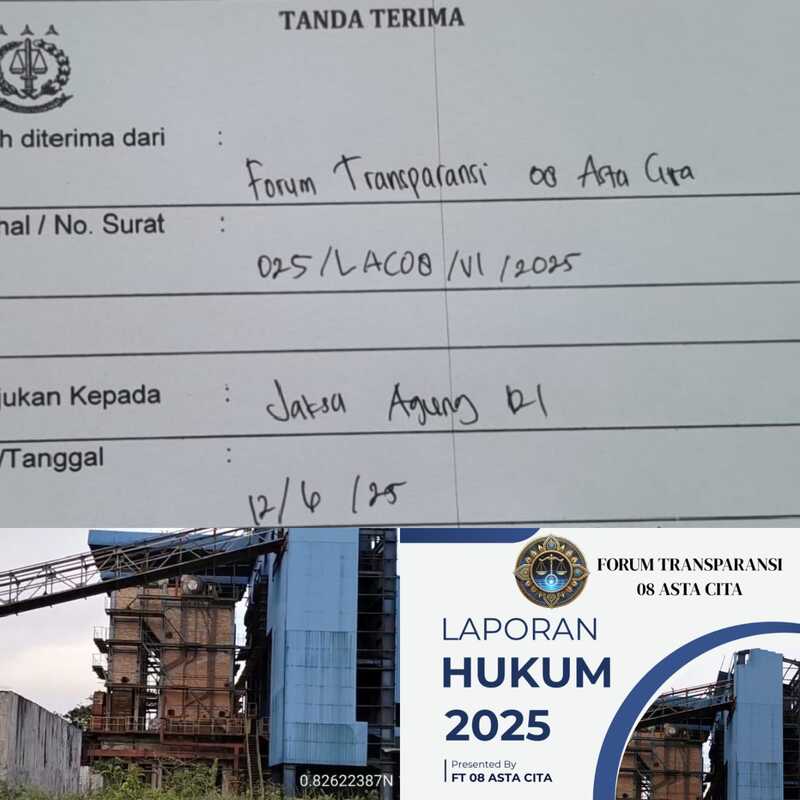 PLTU Siak Telan Rp 91 Miliar Berujung Mangkrak, Forum Transparansi 08 Asta Cita Laporkan ke Kejagung